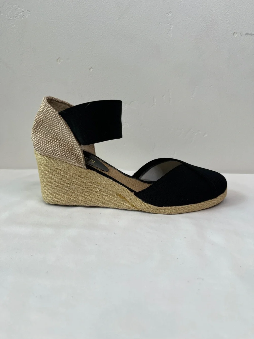 Lauren Ralph Lauren Charla Espadrille Wedge Sandals Black Ankle Strap Size 7.5B